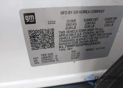 2023 Chevrolet Trailblazer Fwd Lt from USA, damaged, VIN KL79MPS20PB104406